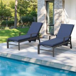 Outdoor Chaise Lounge Cushions Set of 2 Sky Blue Patio Chair Cushions 80”