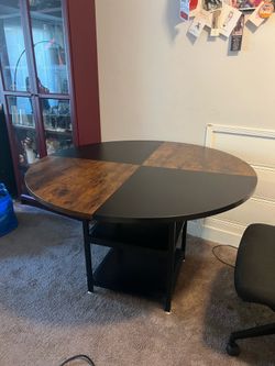 47” Round Dining Table – Rustic Brown & Black – Great Condition