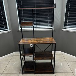 Coffee Bar/Microwave Table Kitchen Storage With Power Plug