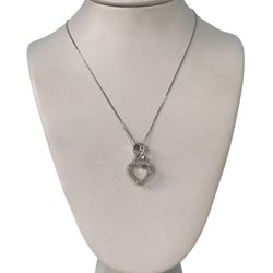 14KT White Gold .32CT Diamond Heart Pendant with Necklace