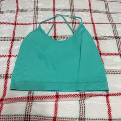 Teal Ribbed Halter Top