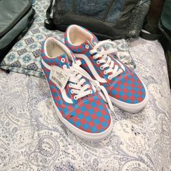 Vans Old School Blue and Red Checkboard