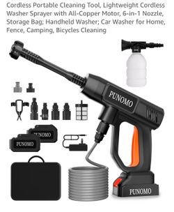 3) Cordless Portable Cleaning Tool, Lightweight Cordless Washer Sprayer with All-Copper Motor, 6-in-1 Nozzle, Storage Bag; Handheld Washer; Car Washer