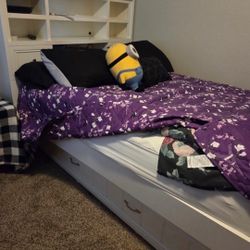 Bed with Mattress  this is a full size bed and has a storage space at the bottom