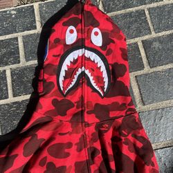 Bape Red Camo Shark Hoodie