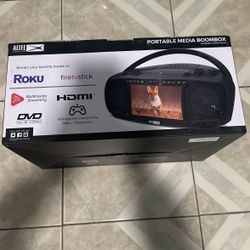 Altec Lansing Media Boombox DVD, CD, Roku/FireTV Streaming, Game Console Compatible, FM Radio