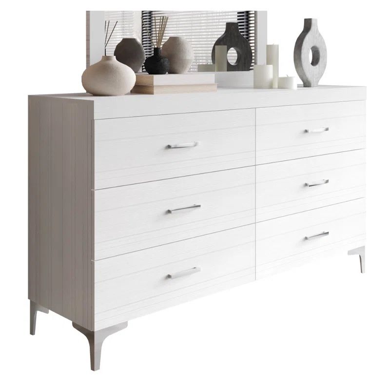 White Night Stands and Dresser 