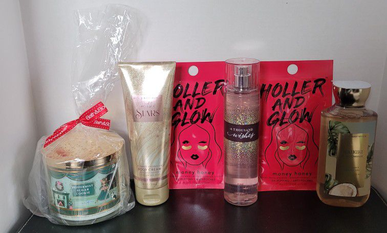 Lot Of Bath & Body Works Candle Body Cream Shower Gel Fragrance Mist & Eye Masks