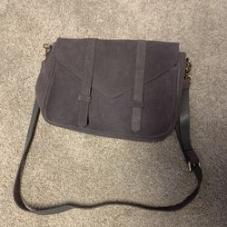Large Violetta Grey Suede Messenger Bag • Violetta