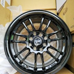 15 Inch Rims 4x100/4x114.3 Full Set Gloss Black