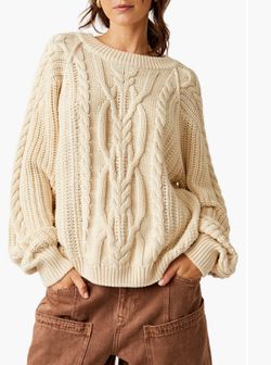 Free People Frankie Cable Cotton Sweater size xs