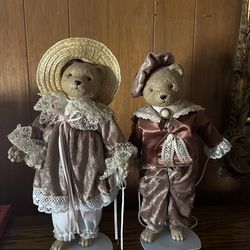 Porcelain wind up musical bears