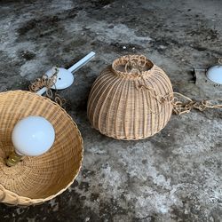 Art Deco Wicker Hanging Lights