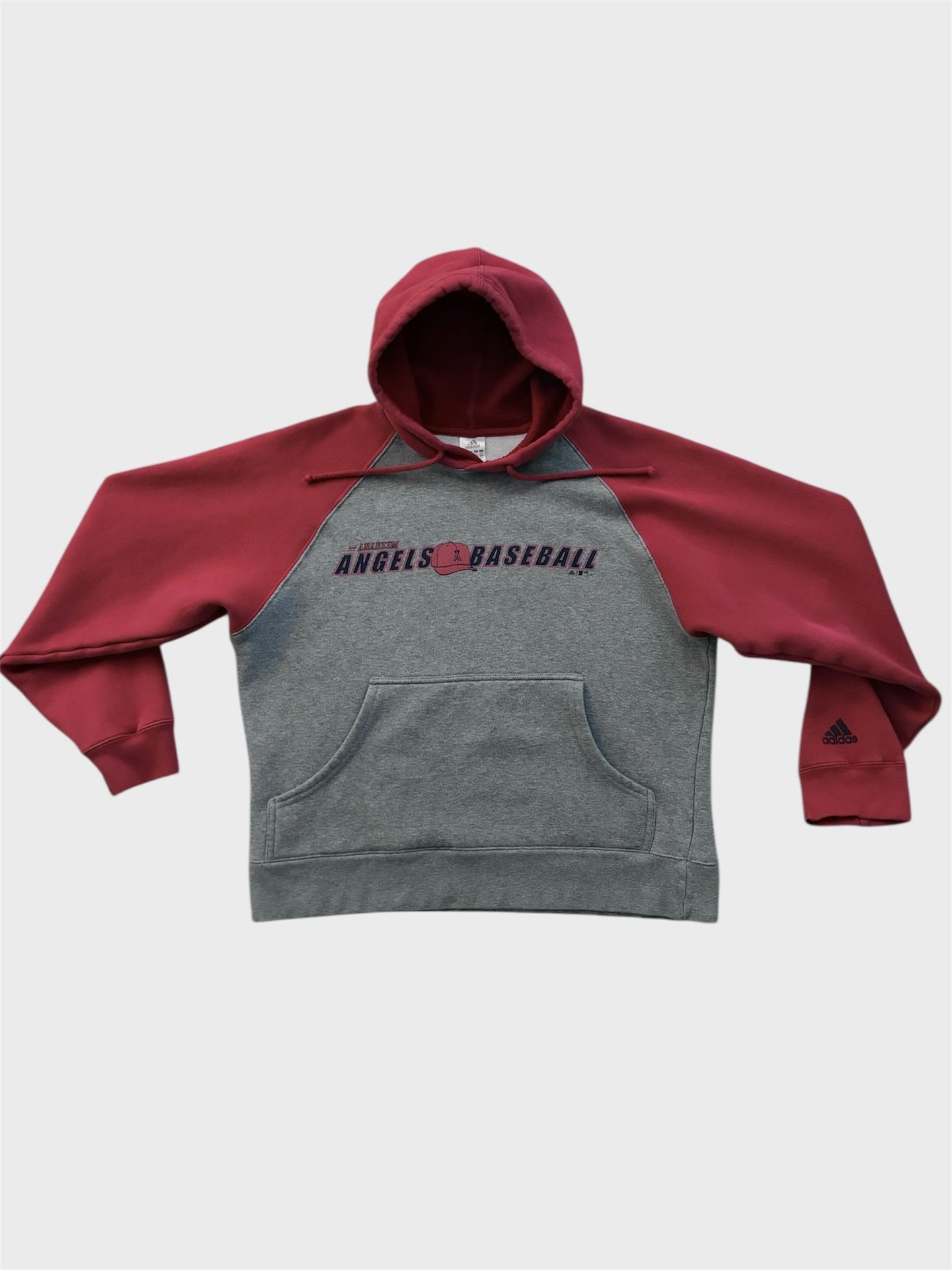 Anaheim Angels baseball vintage adidas gray and red hoodie sweatshirt Size Medium
