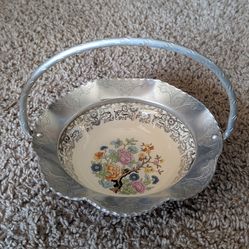 Vintage Farber & Shlevin Inc. China Aluminum Handled Bowl NY Candy Dish