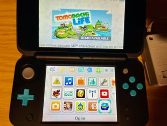 Nintendo 2DS XL Black Blue Console w/ Charger & Stylus - Tested Working