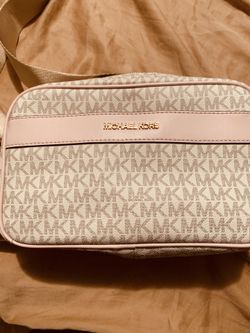Michael Kors pink and white purse with wallet