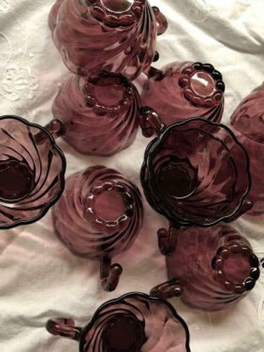12 Amethyst Moroccan Colonial Swirl Punch 'hook handle' Cups