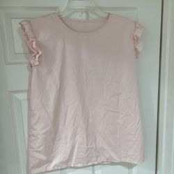 New Pink Ruffle Sleeve Blouse