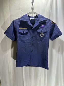 Cub Scout Youth M Uniform Shirt Navy Blue Short Sleeve W/ Patches Bobcat