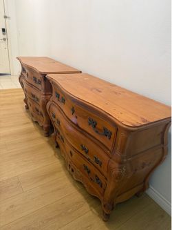 Two matching large night stand dressers wooden