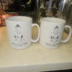 2 LARGEST SPIRITUAL COFFEE MUGS! 4 IN WIDE!