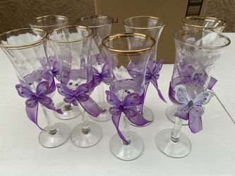 8 wine glasses for Quinceanera
