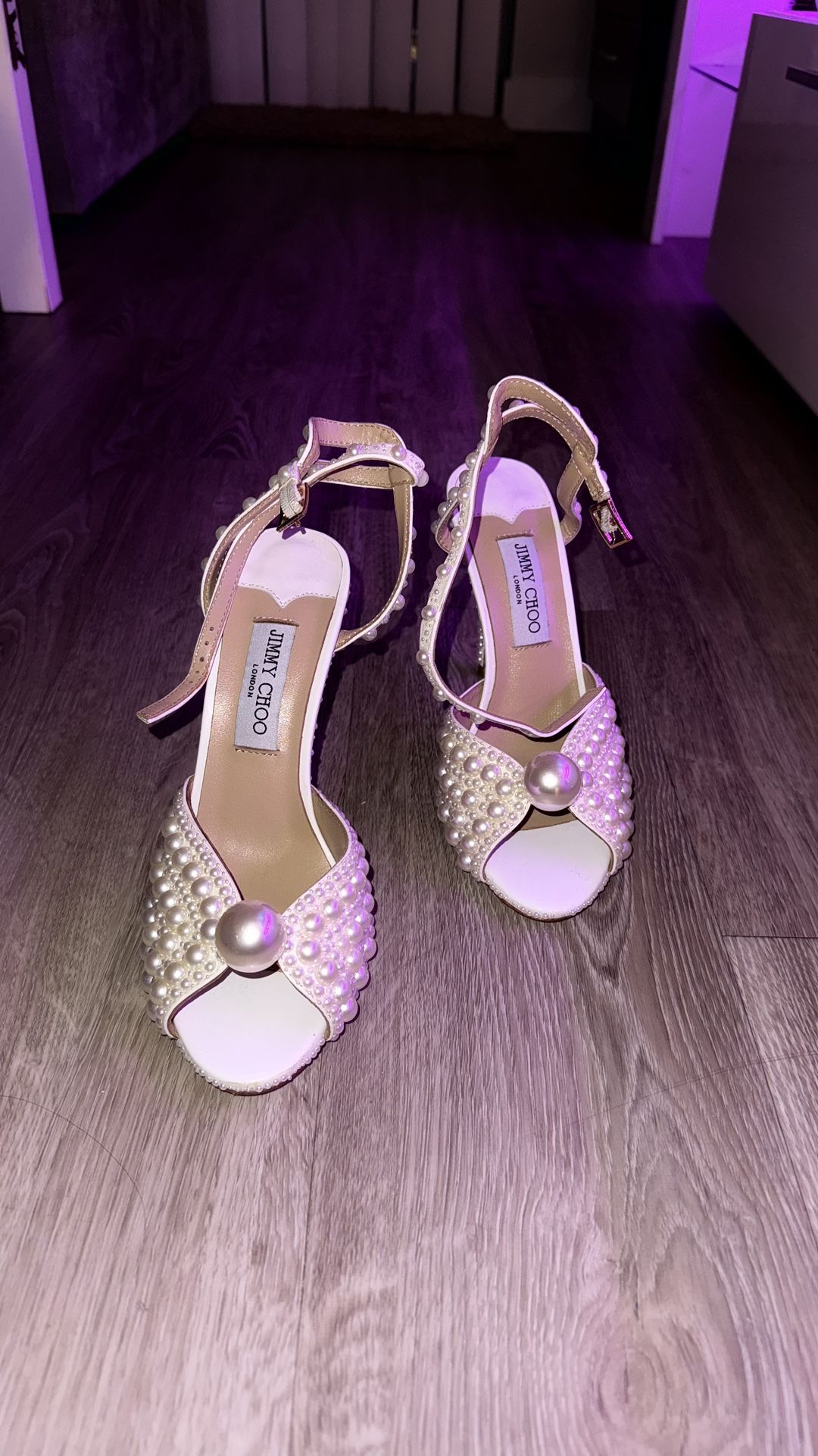 Jimmy Choo White Satin Heels 