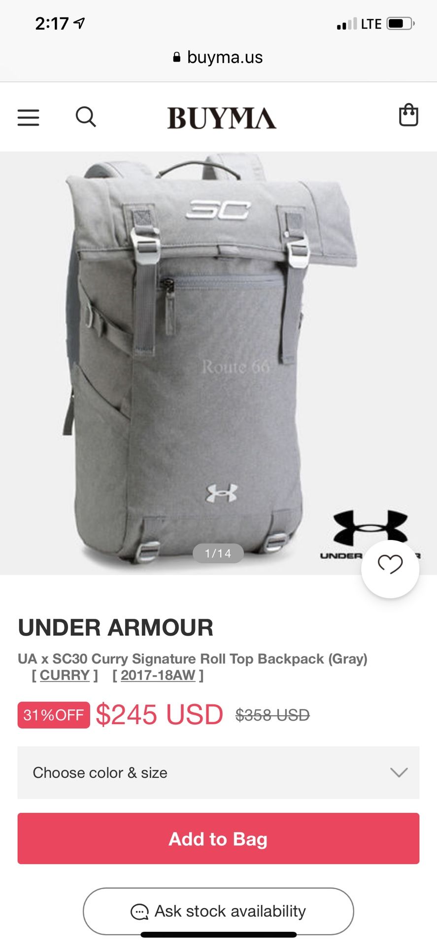 Curry limited edition backpack grey