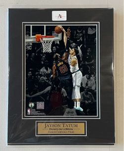 Jayson Tatum Dunk On Lebron 8x10 Photo Matted 11x14