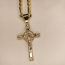 Cadena Oro Laminado Jesus En La Cruz