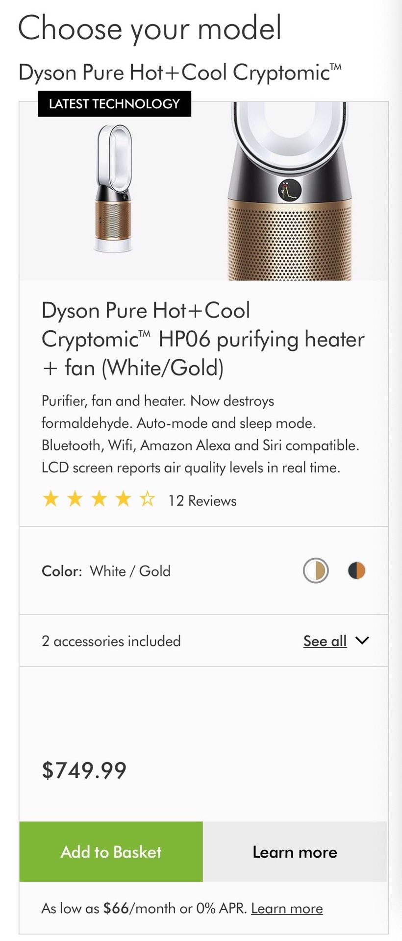 Dyson Air Purifier + Heat & Cool Fan