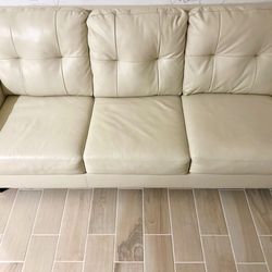 Off White Leather Sleeper Sofa Couch 