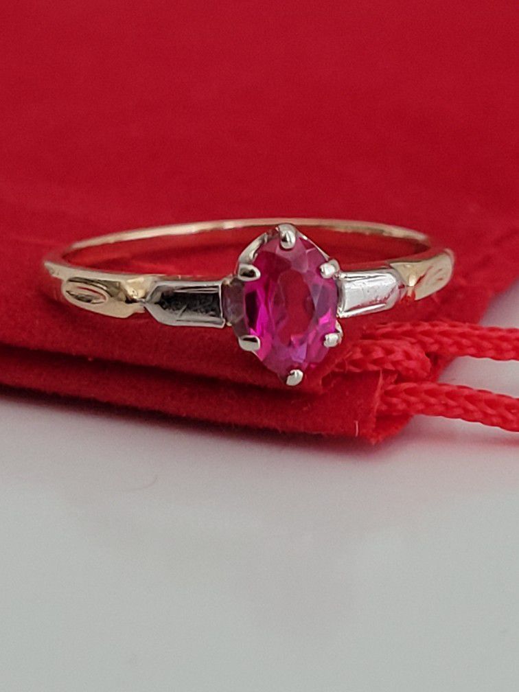 ❤️14k Size 6.25 Vintage Solid Yellow Gold Pink Sapphire Gemstone Ring!/ Anillo de Oro con 1 Zafiro Rosado! 👌🎁Post Tags: Anillo de Oro