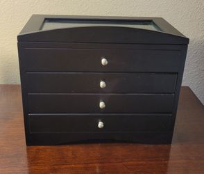 Brown Wood Jewelry Box with Drawers