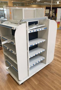 4 way display rack on wheels