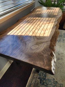 Heavy wooden table, farmhouse style