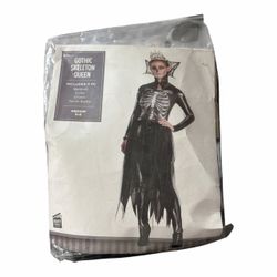 Gothic Skeleton Queen Halloween  Costume Medium (New) *Bodysuit *Collar *Crown *Tie-On Bustle.