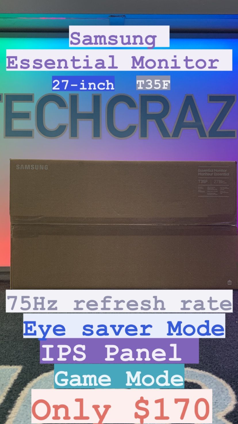 27” Samsung Essential Monitor 75” Refresh Rate New