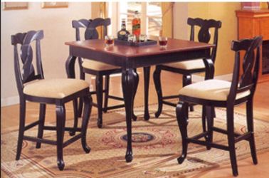 Dining Table with 4 Chair In Antique Navy And Light Cherry Finish With Padded Seat. Strong Construction.