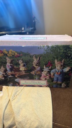 7 Piece Bunny Fishing Set Figurines