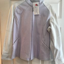 Brand New  Multi Color Lavender & White Leather Jacket.