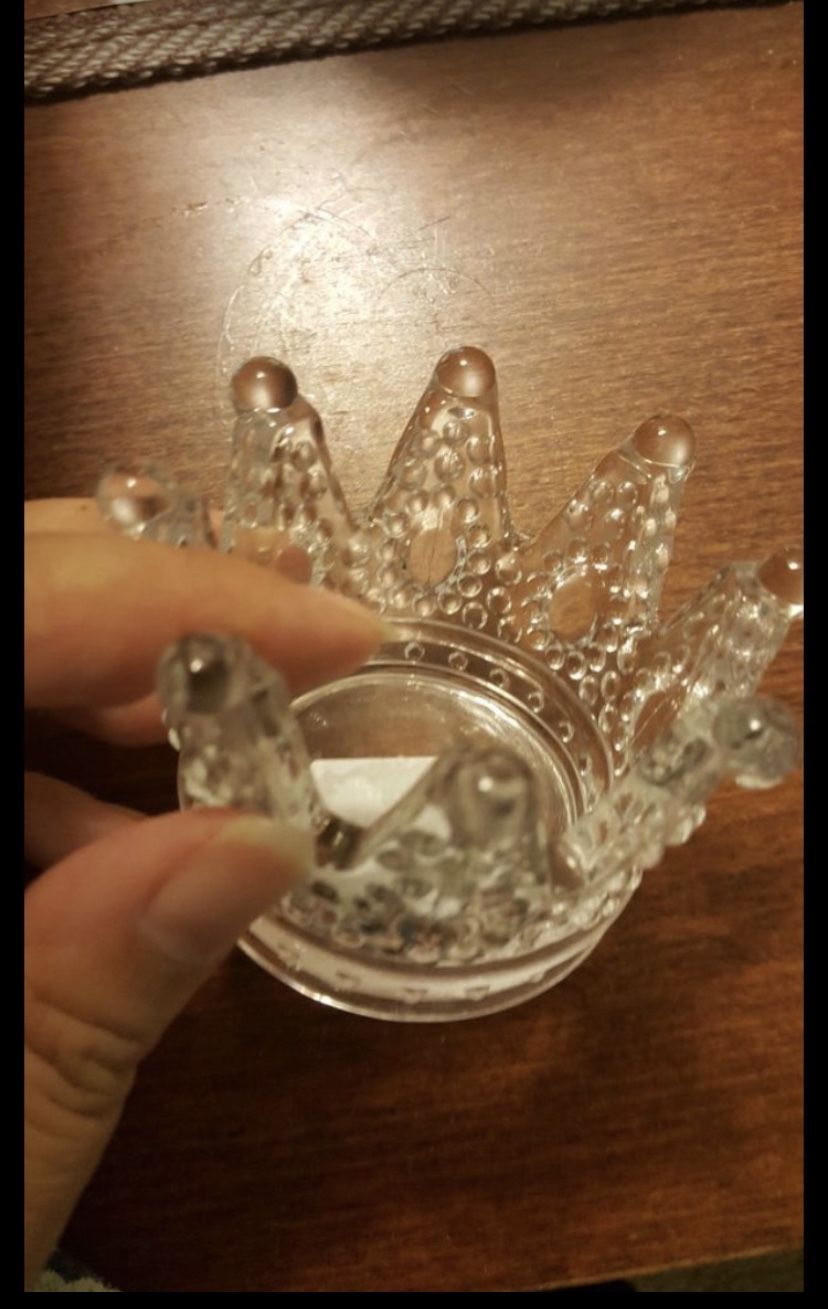 Cute Small Crystal Crown Candle Holder
