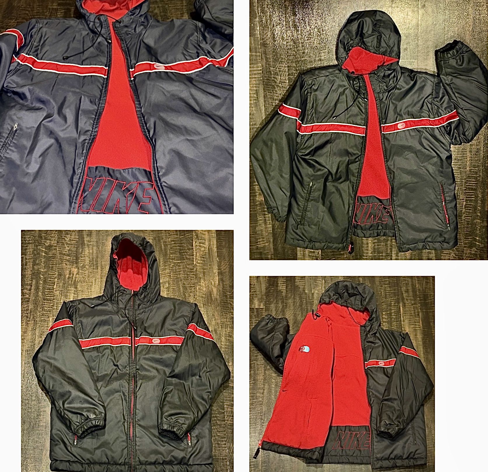 2x Vintage Nike Red Jacket + Vintage Red Hoodie