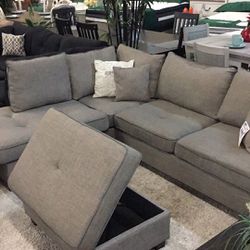 Sectional With Storage Ottoman 