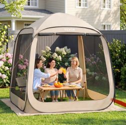 VEVOR 6’x6’ 4-6 Person Pop Up Screen Tent with Carry Bag, Beige