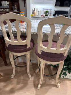 French Provincial Swivel Bar Stools – Set of 2