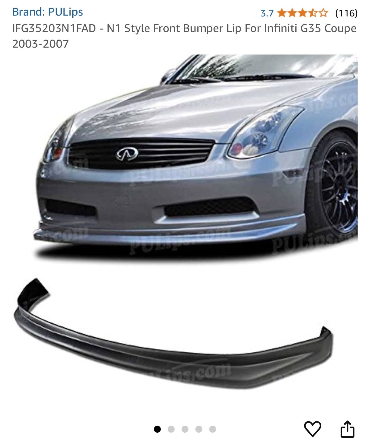 N1 Style Front Bumper Lip For Infiniti G35 Coupe 2003-2007