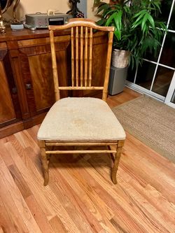 vintage Drexel Heritage faux bamboo dining or side chair, a classic staple of mid-century Hollywood Regency