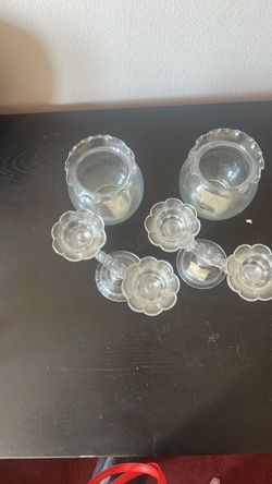 Clear Glass Votive Holders with Flower Lids